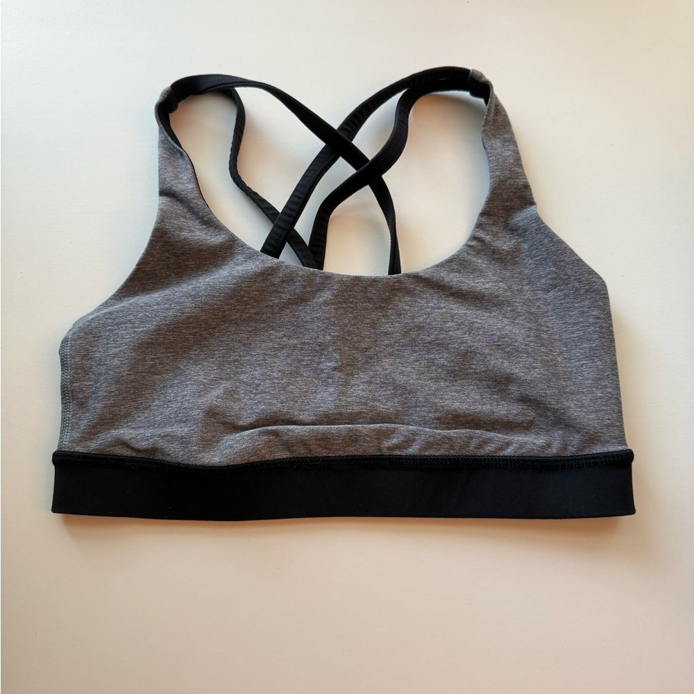 Lululemon Gray and Black Women's energy Sports Bra